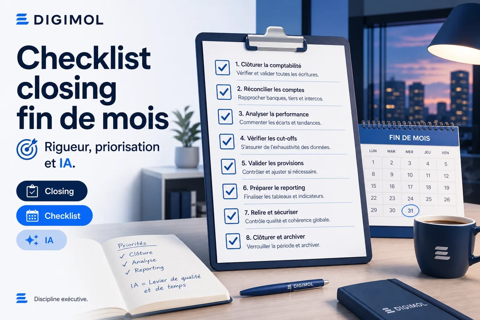 Checklist closing fin de mois : rigueur, priorisation et IA