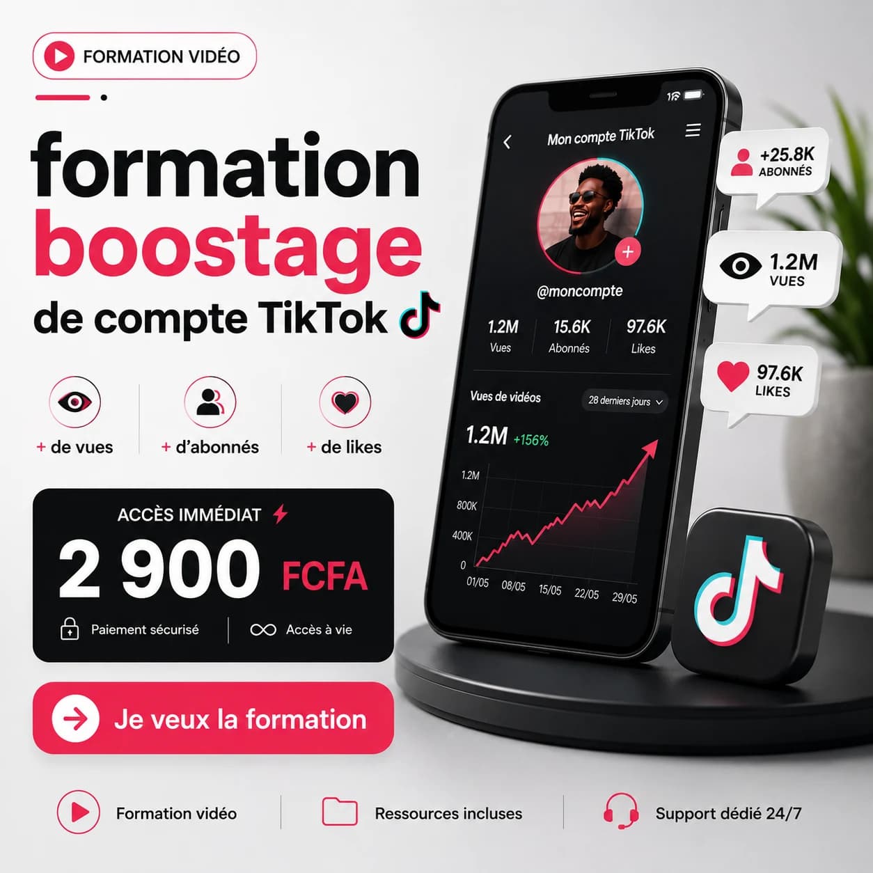 Formation vidéo « Boostage de comptes TikTok » — aperçu
